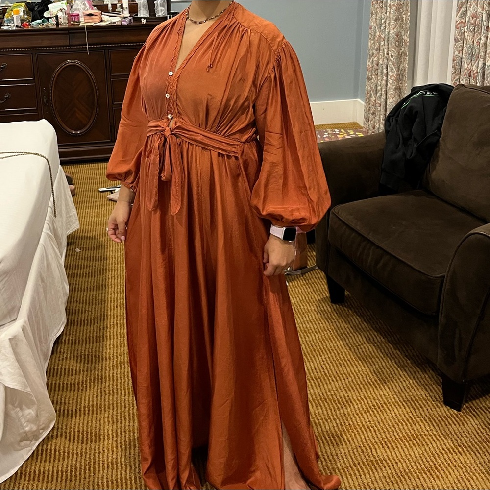 Burnt orange la seta forte forte maxi dress